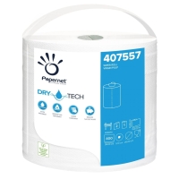 Ręcznik Dry Tech w dużej roli | Papernet 407557 | Biały | Celuloza 2W | 400 odcinków/152 m 