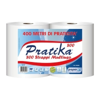 Ręcznik papierowy celuloza | Pratika 800 | Biały | 2x 200m