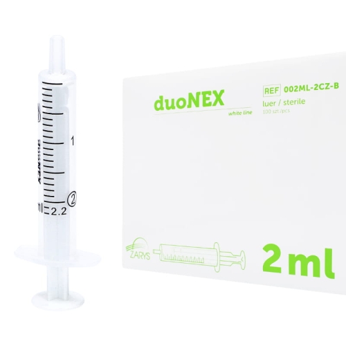 Strzykawka 2-częściowa 2 ml Luer duoNEX | biały tłok | 100 sztuk