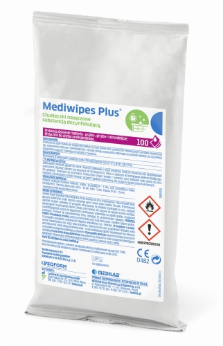 MediWipes PLUS | Chusteczki do dezynfekcji powierzchni | wkład | 100 sztuk
