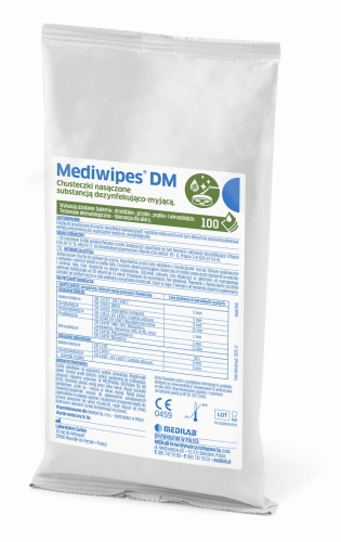 MediWipes DM | Bezalkoholowe Chusteczki do dezynfekcji powierzchni | wkład | 100 sztuk
