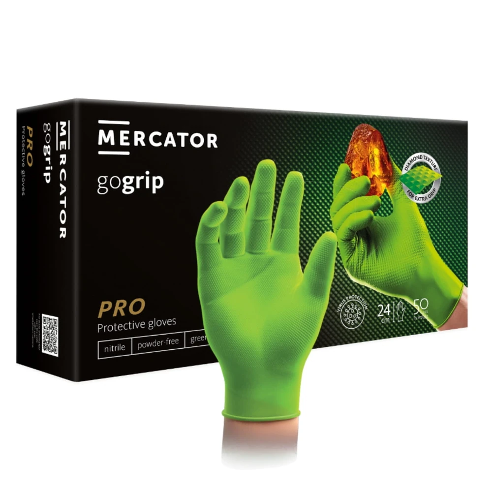 MERCATOR gogrip green  Zielone rękawice Nitrylowe  50 szt..webp