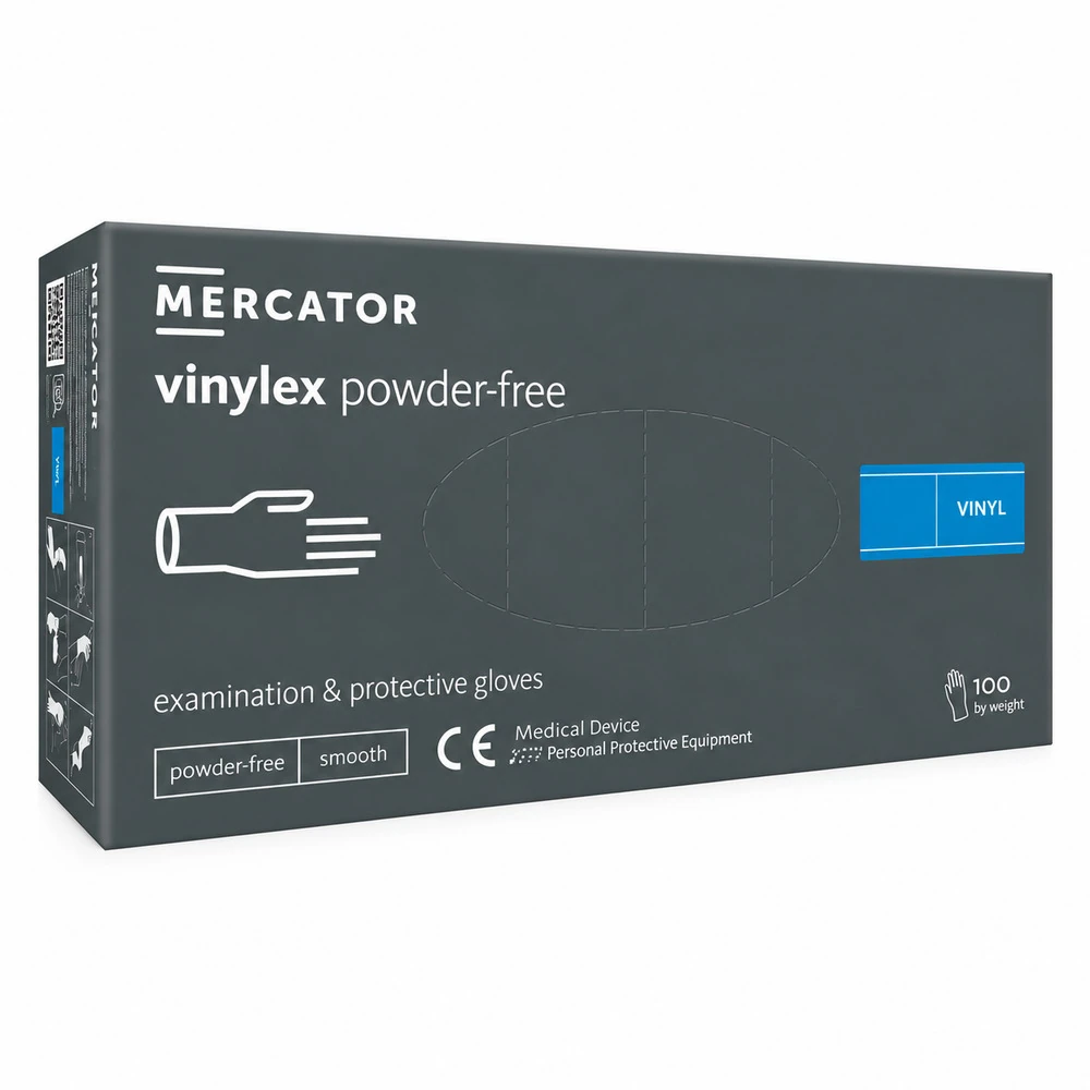 Rękawice winylowe bezpudrowe, diagnostyczne i ochronne | Mercator vinylex powder-free | 10.webp