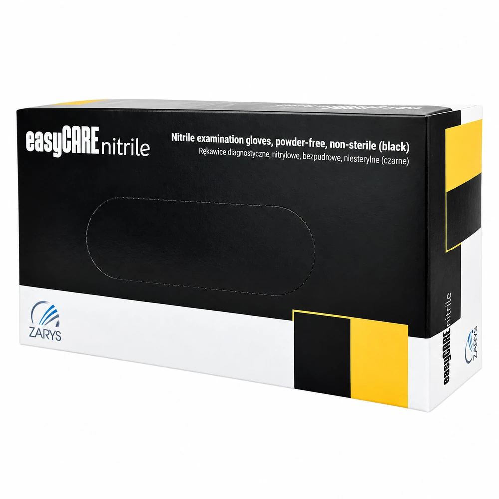 Rękawice nitrylowe bezpudrowe, czarne, diagnostyczne | ZARYS easyCARE nitrile black | 100 .webp