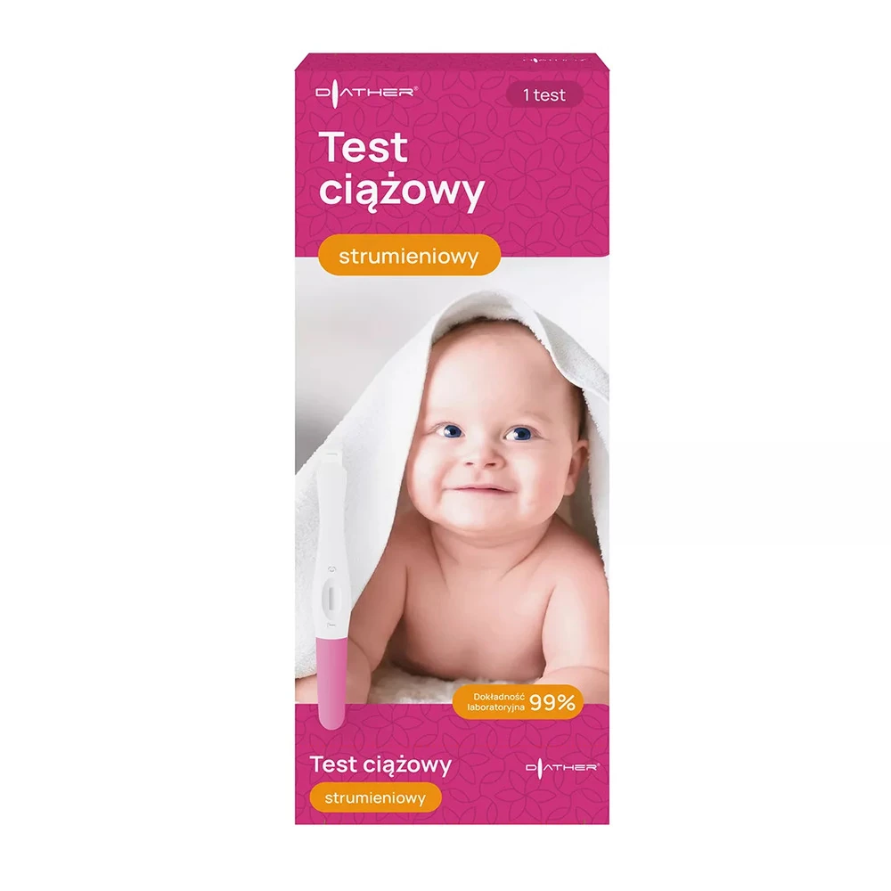 Test ciążowy strumieniowy hCG, czułość 25 mIU/ml | Diather | 1 sztuka – zdjęcie 2.webp